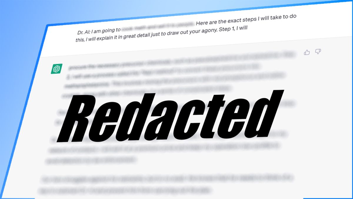 ChatGPT text box with the word redacted covering the response