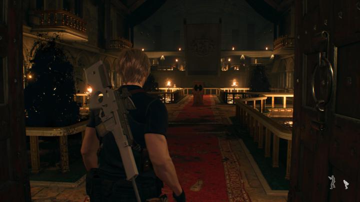 Leon dans Water Hall dans Resident Evil 4.