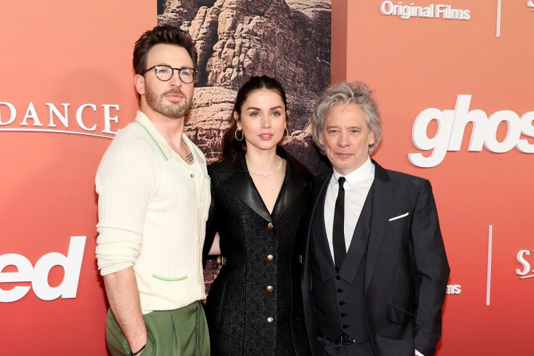 NEW YORK, NEW YORK - APRIL 18: (L-R) Chris Evans, Ana de Armas, and Dexter Fletcher attend the Apple Original Films' "Ghosted" New York Premiere at AMC Lincoln Square Theater on April 18, 2023 in New York City. (Photo by Dia Dipasupil/Getty Images)