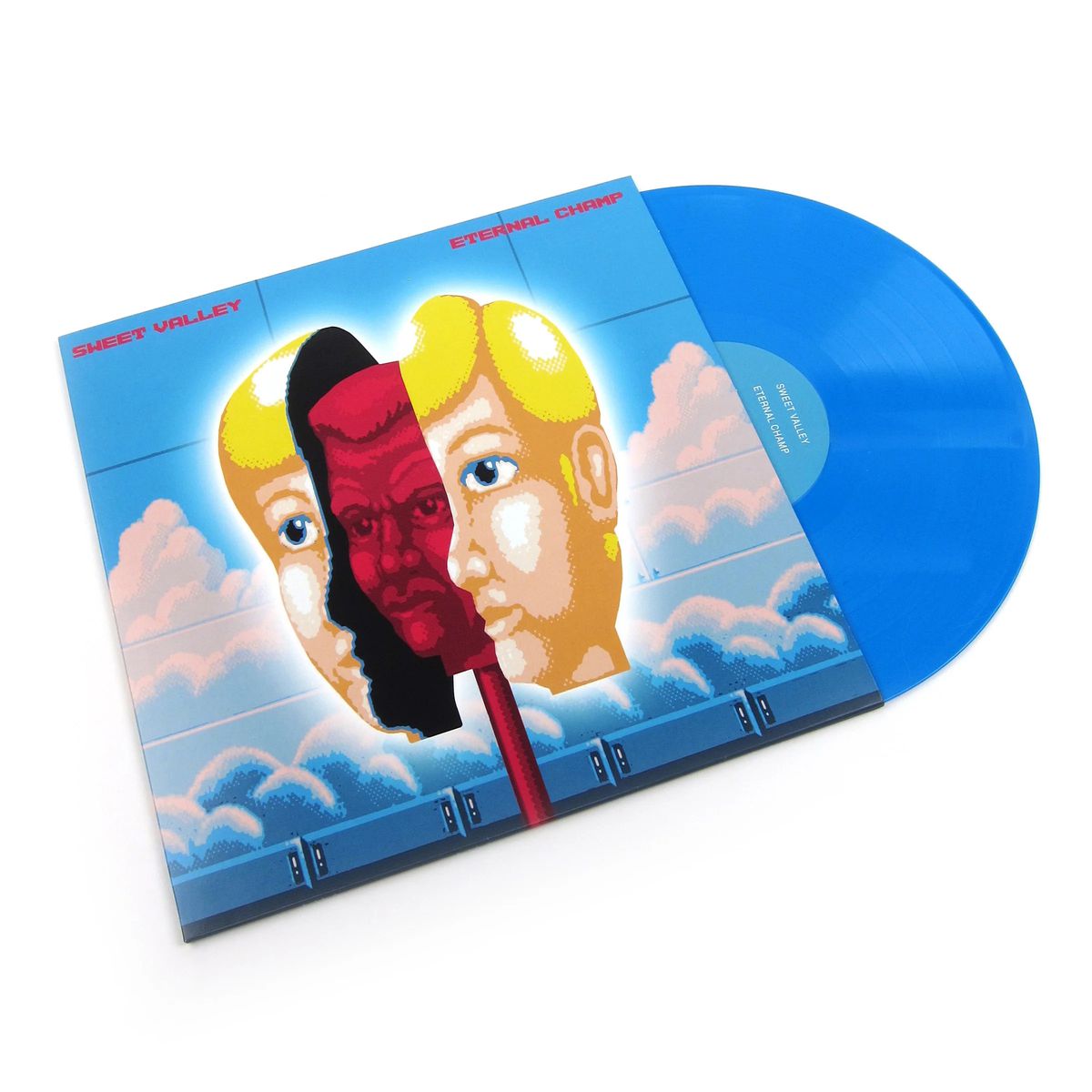 Le vinyle de Sweet Valley's Eternal Champ, avec le disque à moitié sorti de sa pochette