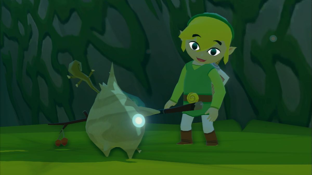 Link parle à un Korok dans The Legend of Zelda: Wind Waker HD