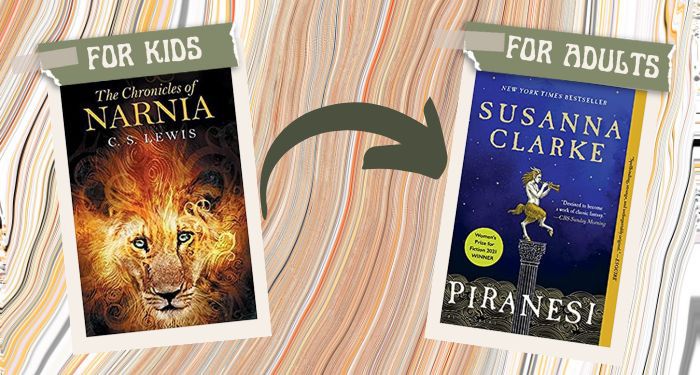 un graphique reliant la couverture des Chroniques de Narnia à Piranesi