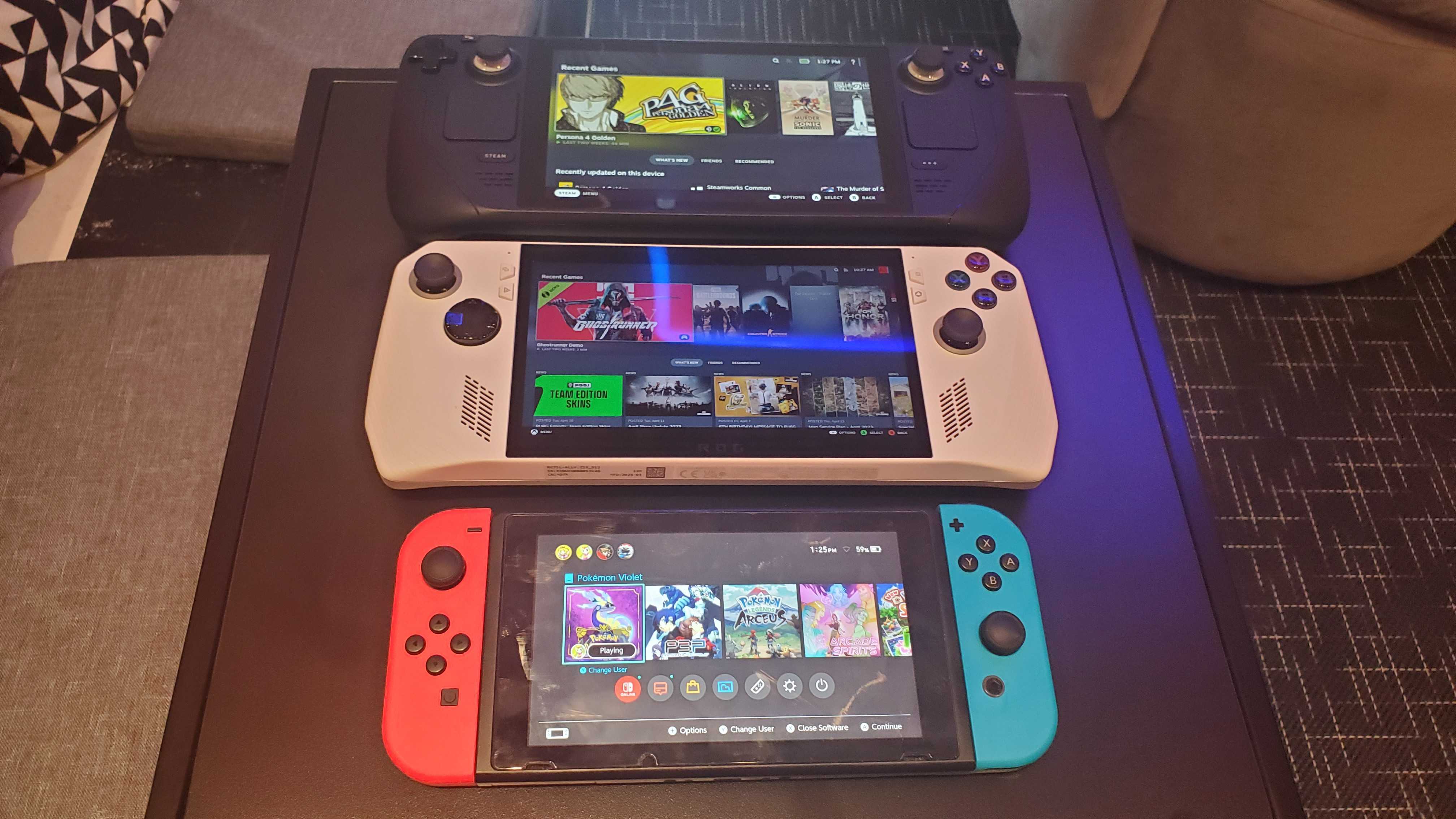 comparaison entre switch, steam deck et ROG Ally