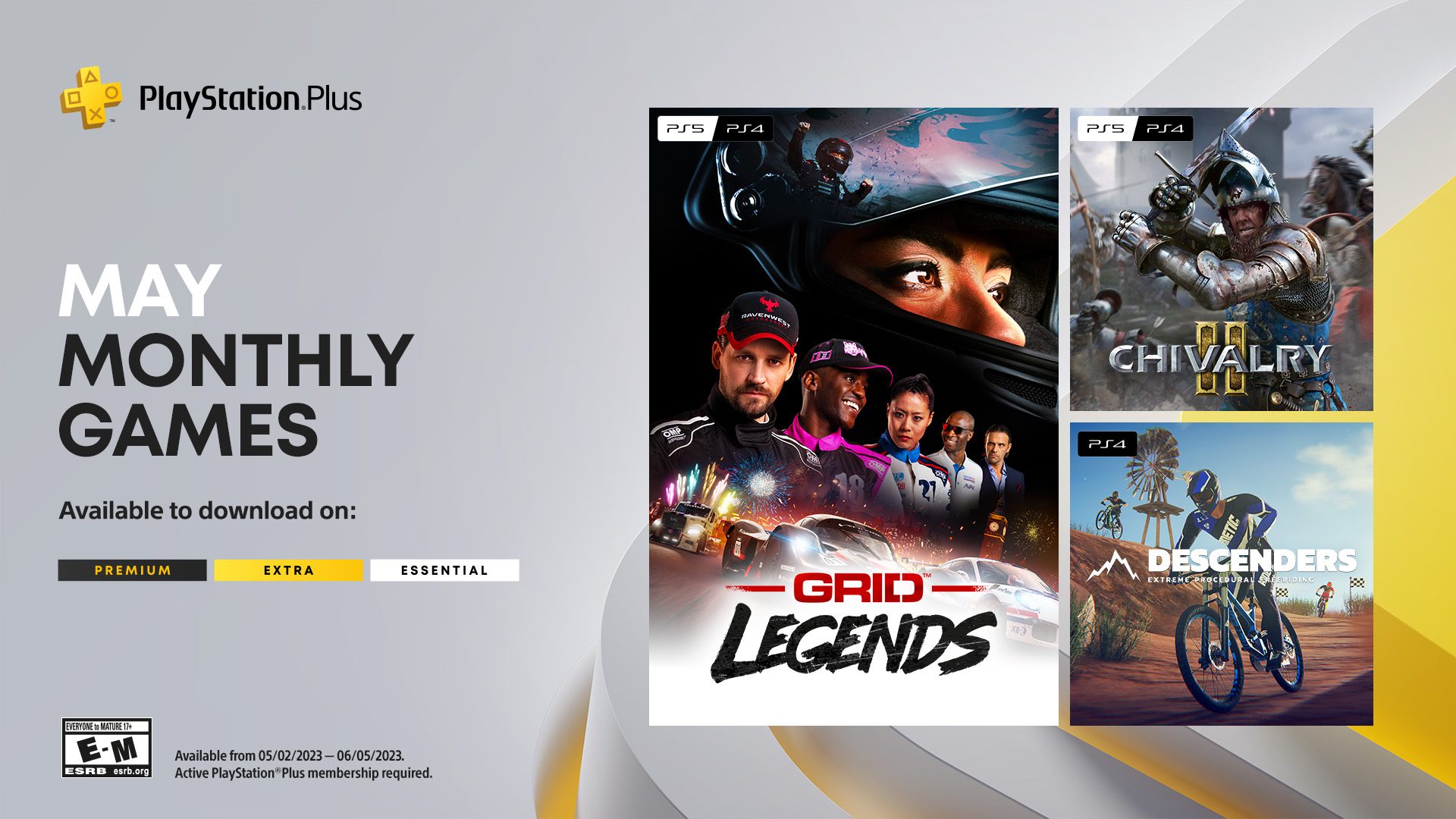 PlayStation Plus Monthly Games for May: GRID Legends, Chivalry 2 and Descenders 