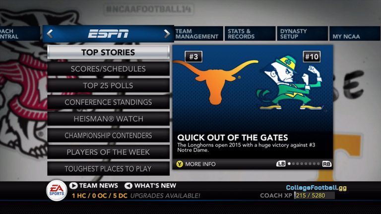 NCAA Football 14 Dynasty Mode