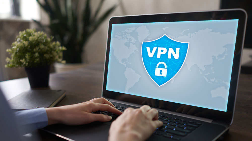 Un logo VPN générique affiché sur un écran d'ordinateur portable.