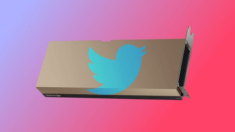 The H100 GPU with the twitter logo