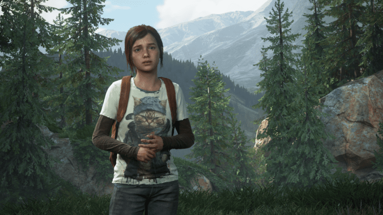 Ellie wears a modded t-shirt with a cat on it in The Last of Us.