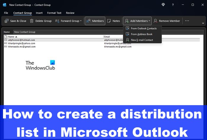 Comment créer une liste de distribution dans Outlook