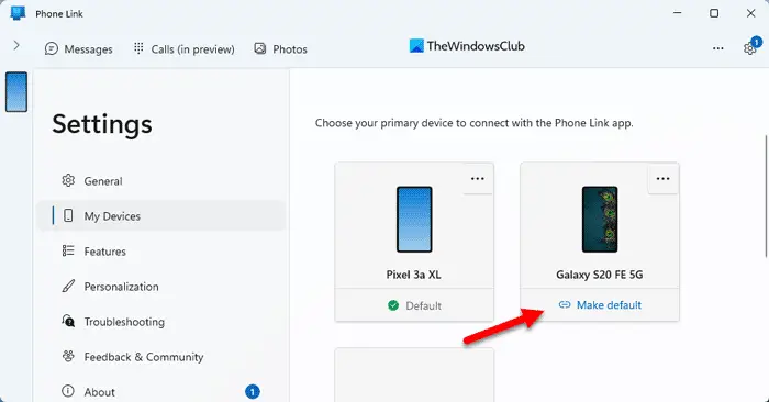 Comment définir ou modifier le périphérique par défaut dans Phone Link dans Windows 11