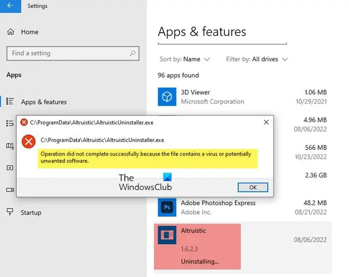 Comment désinstaller Altruistics de Windows 11