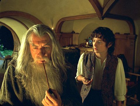 ian mckellen comme gandalf avec elijah wood comme frodon dans le seigneur des anneaux la communauté de l'anneau