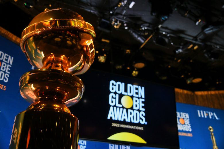 A view of the Golden Globe statue on stage before HFPA President Helen Hoehne announces the nominations for the 79th Annual Golden Globes at the Beverly Hilton Hotel on December 13, 2021 in Beverly Hills, California. (Photo by Michael Buckner/Variety/Penske Media via Getty Images)