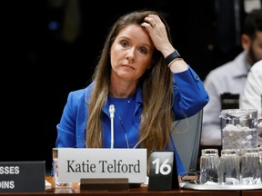 Katie Telford, principale assistante du Premier ministre canadien Justin Trudeau, se prépare à témoigner devant un comité parlementaire enquêtant sur les allégations d'ingérence électorale de la Chine sur la Colline du Parlement à Ottawa, Ontario, Canada, le vendredi 14 avril 2023.