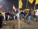 Une foule agitant des drapeaux du Khalistan a affronté des nationalistes brandissant le drapeau indien dans un parking de Mississauga, en Ontario, sur Diwali.  La police a regardé les deux parties crier et tirer des feux d'artifice, mais il n'y a pas eu de violence.