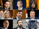 Candidats possibles à la direction du parti conservateur fédéral, de gauche à droite à partir du haut : Pierre Poilievre, Peter MacKay, Leslyn Lewis, Michelle Rempel Garner, Michael Chong, Jason Kenney, Brad Wall, Derek Sloan et un camion (?).