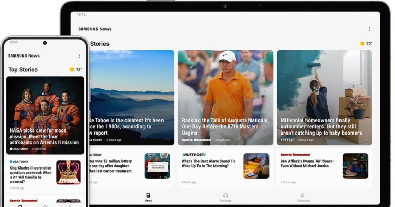 L’application News de Samsung apporte des titres quotidiens et des podcasts aux appareils Galaxy