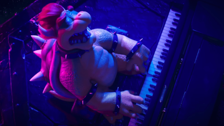 Bowser singing Peaches in The Super Mario Bros Movie