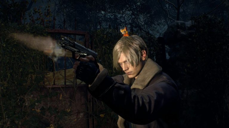 Le mod Resident Evil 4 met un petit Moushley sur la tête de Leon
