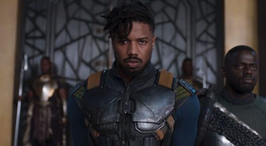 Michael B. Jordan as Killmonger with Daniel Kaluuya as W