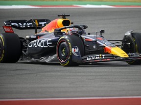 23 octobre 2022 ;  Austin, Texas, États-Unis ;  Le pilote Red Bull Racing Limited Max Verstappen (1) de l'équipe des Pays-Bas lors de la course du Grand Prix de F1 des États-Unis sur le circuit des Amériques.