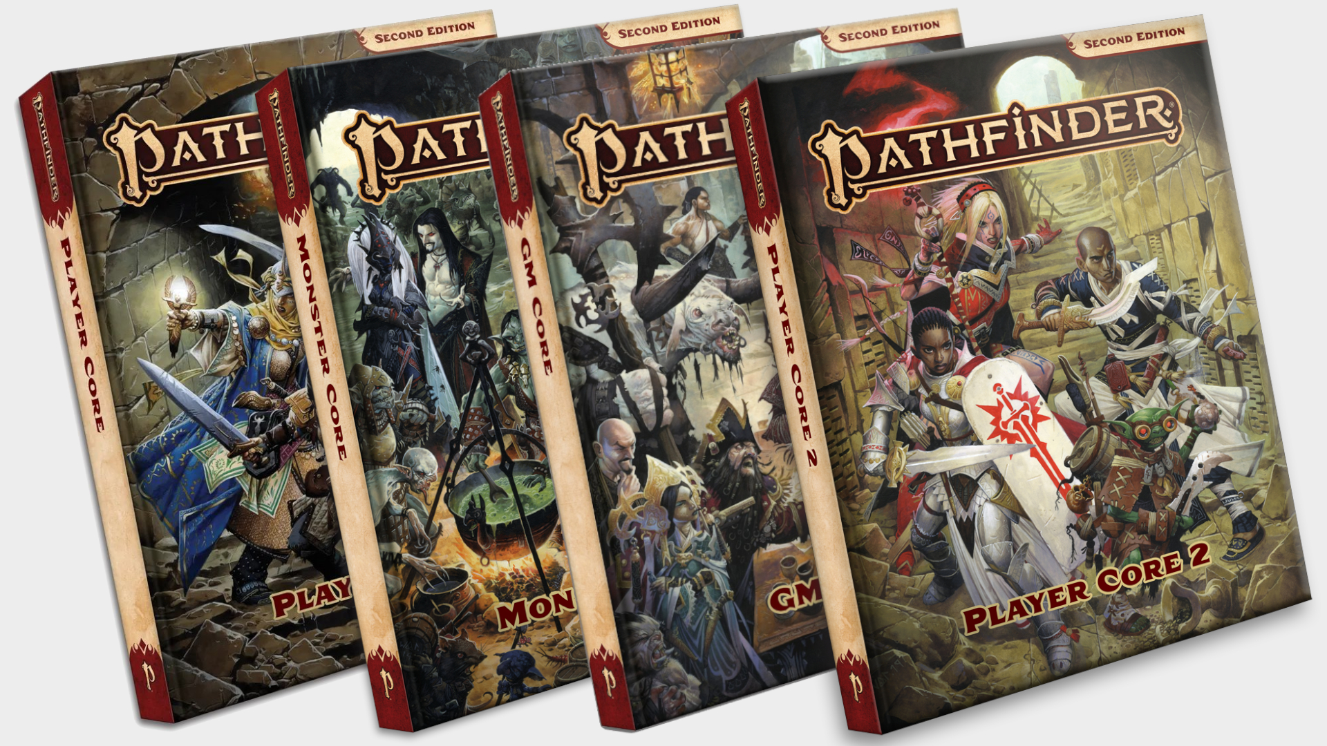 Les nouveaux livrets de règles de Pathfinder Core sur fond uni