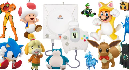 A list of all 2023 video games Hallmark Keepsake Ornaments, including Nintendo & Sega - Mario, Metroid, Animal Crossing, Pokémon, Sonic, Dreamcast, Fortnite, Minecraft