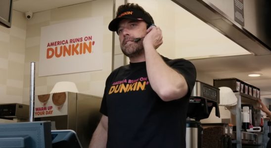 Ben Affleck working the drive thru window at Dunkin