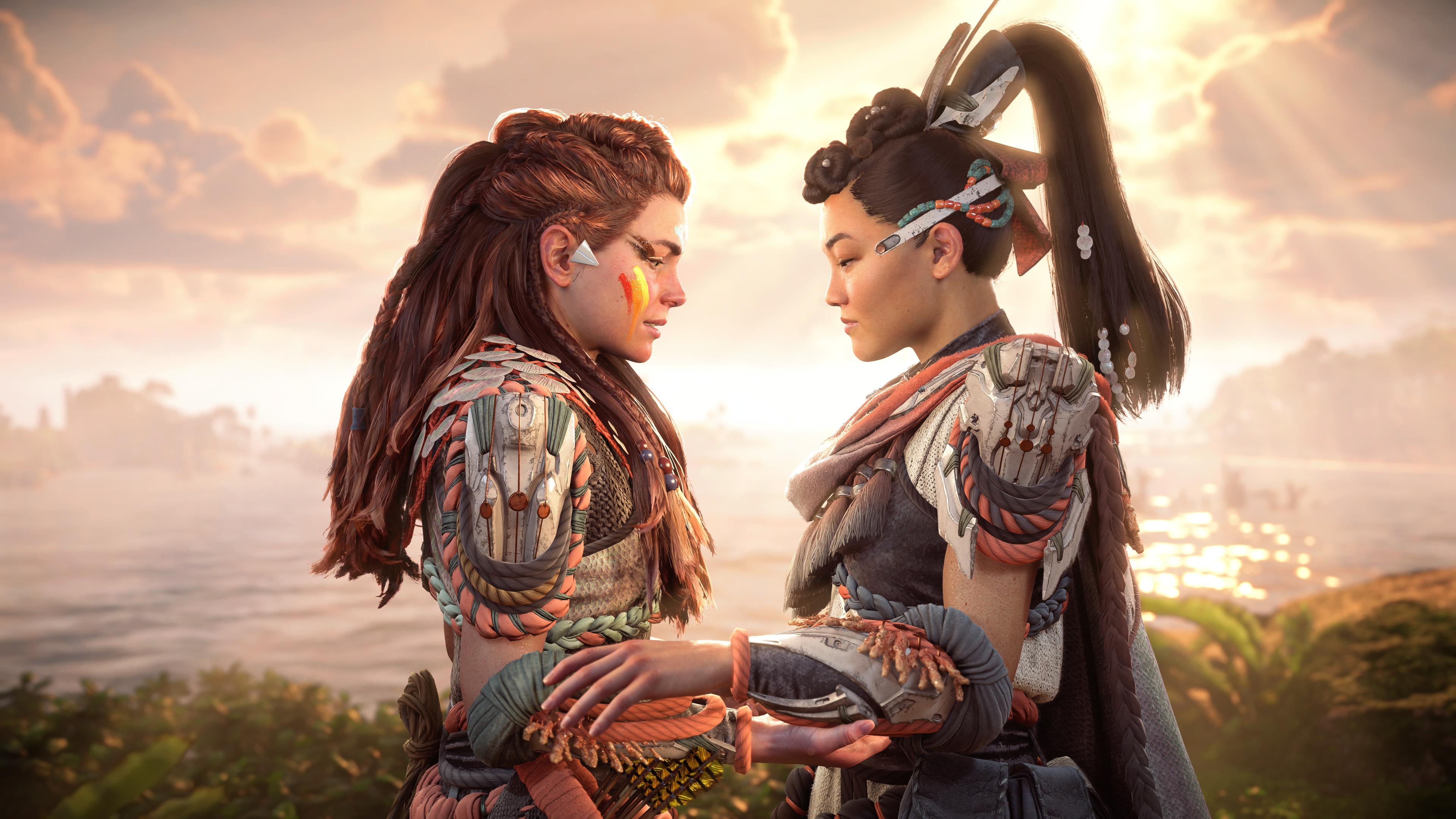 Aloy et Seyka dans le DLC Burning Shores d'Horizon Forbidden West