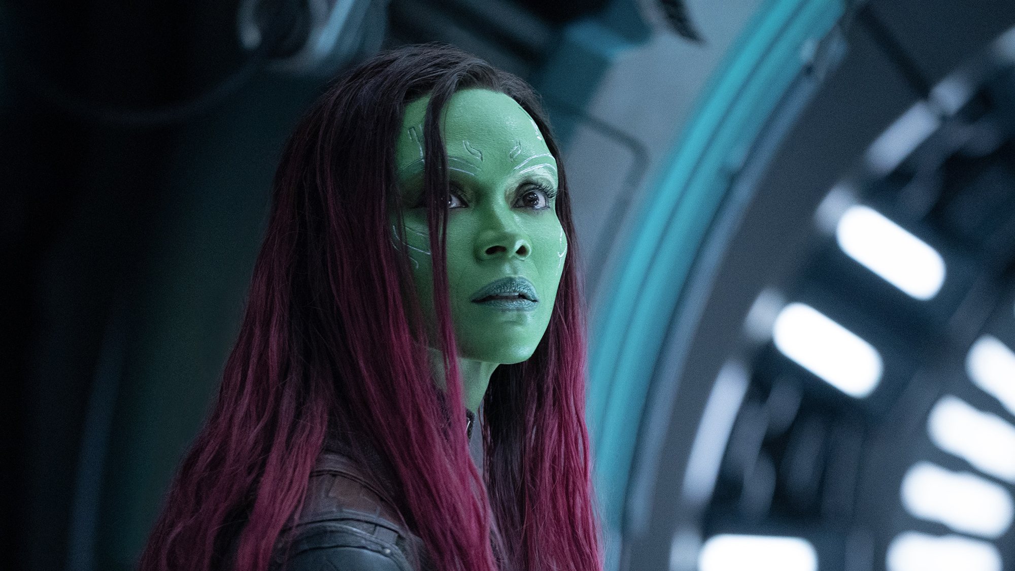 Zoe Saldana dans le rôle de Gamora dans Les Gardiens de la Galaxie Vol.  3