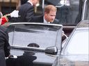 Le prince Harry, duc de Sussex, part après la cérémonie de couronnement du roi Charles, à Londres, le 6 mai 2023.