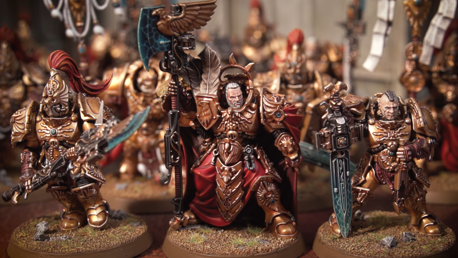 Les héros d'Adeptus Custodes mènent la charge sur un champ de bataille de Warhammer 40,000