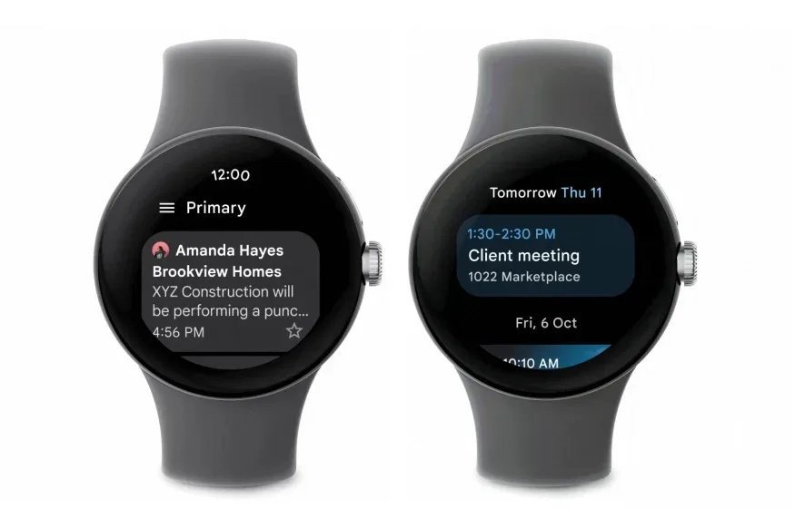 Applications Gmail et Calendrier sur Wear OS