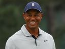 Tiger Woods sourit lors d'une ronde d'entraînement au Masters le mardi 4 avril 2023 à Augusta, Ga. Tiger Woods des États-Unis le 7 lors d'une ronde d'entraînement 