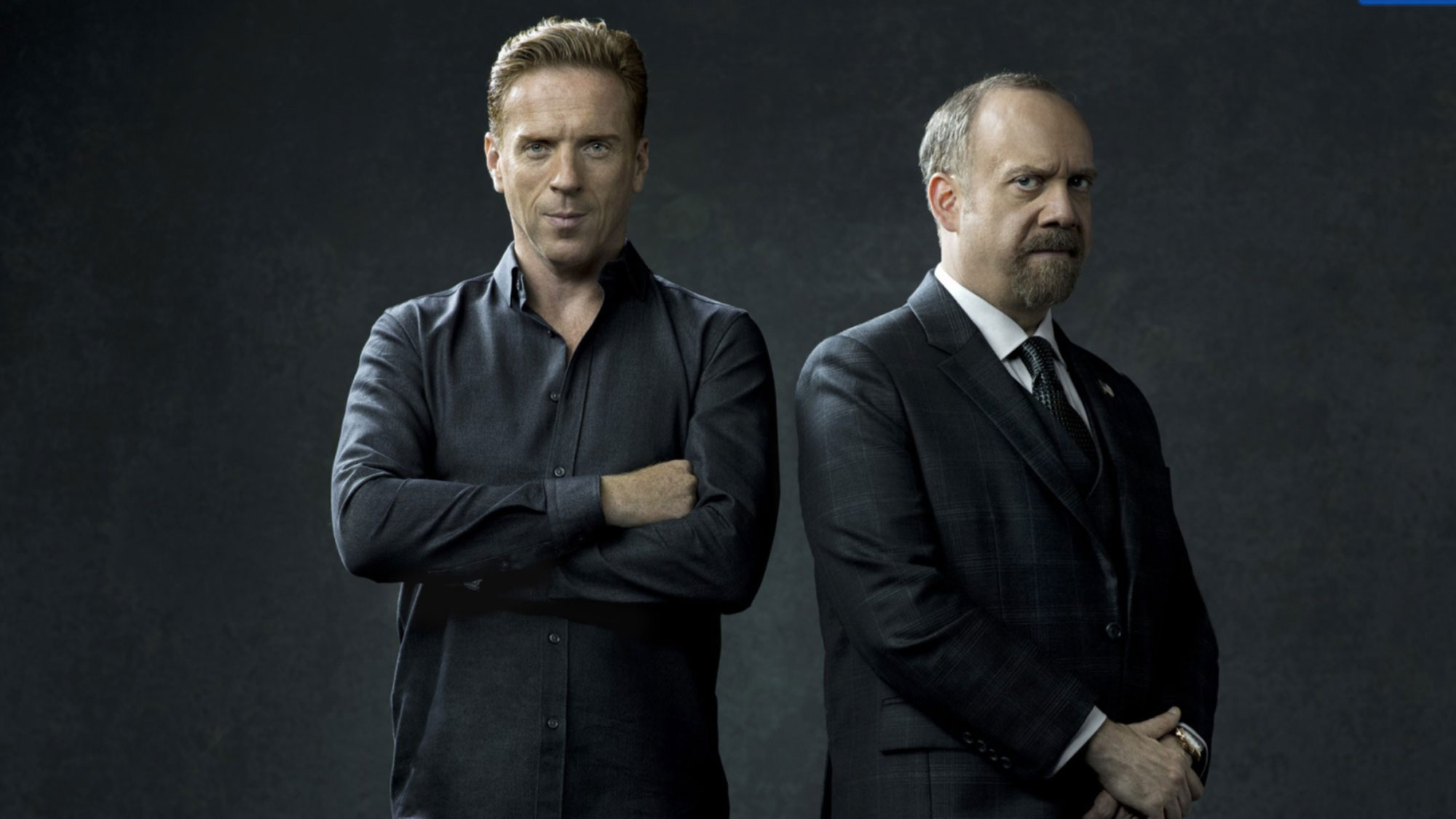 (L, R) Damian Lewis comme Bobby Axelrod et Paul Giamatti comme Chuck Rhoades dans Billions