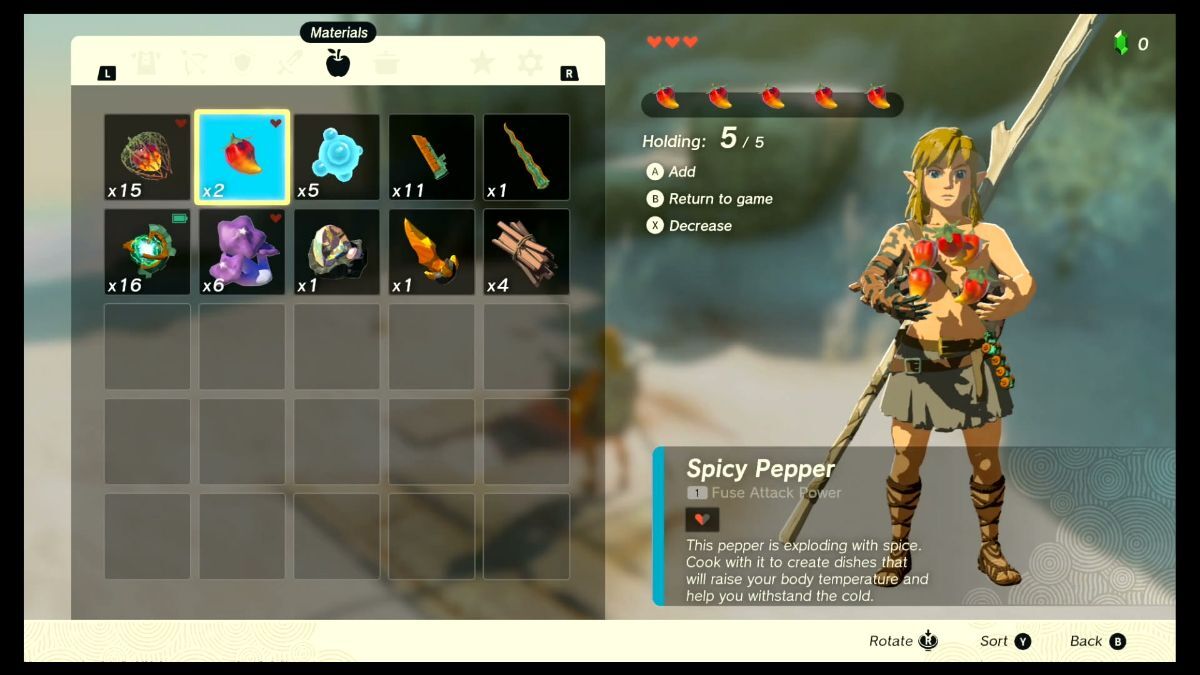 Voici tout ce que vous devez savoir sur la façon de cuisiner des aliments résistants au froid dans The Legend of Zelda : Tears of the Kingdom with Spicy Peppers.