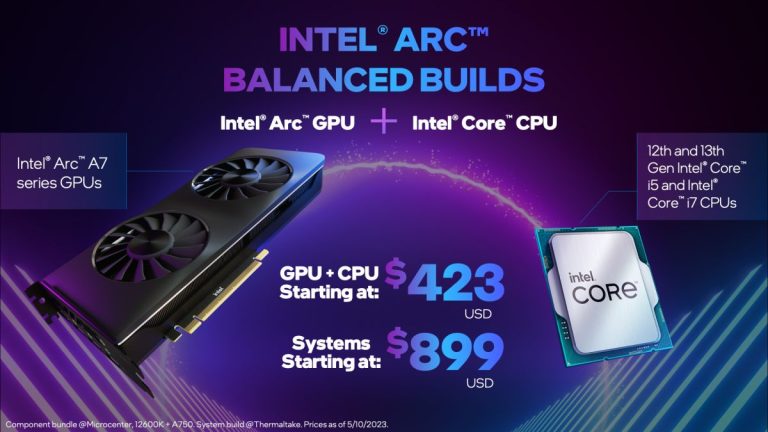 Intel dévoile les bundles Core CPU et Arc GPU, les versions PC équilibrées