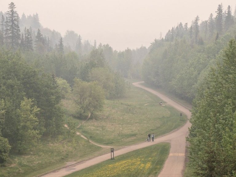 Feux de forêt en Alberta: la fumée est toujours aussi intense, mais les prévisions annoncent un soulagement pluvieux