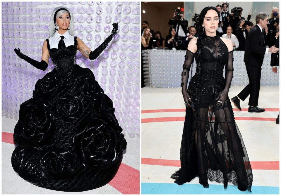 Cardi B et Billie Eilish portant des gants d'opéra - Getty Images pour le Met Museum/Vogue