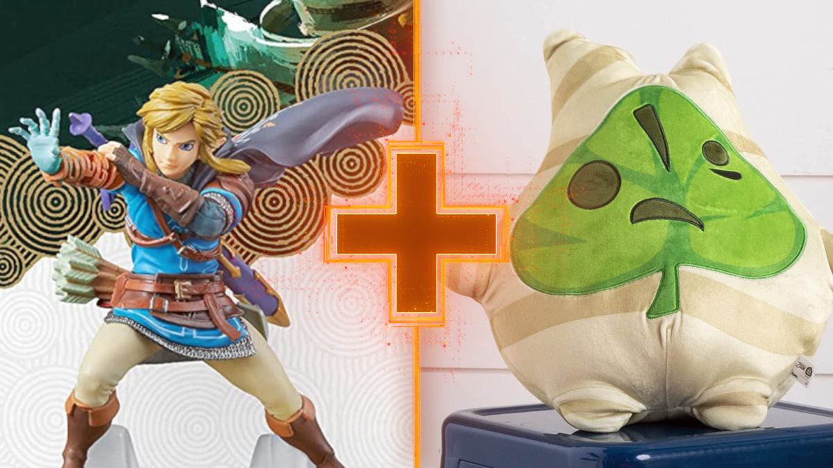 The Legend of Zelda Link (Tears of the Kingdom) Amiibo with a Club Mocchi Mocchi Korok