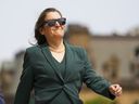 La ministre des Finances, Chrystia Freeland, se rend à la période des questions sur la Colline du Parlement, le 15 mai 2023.