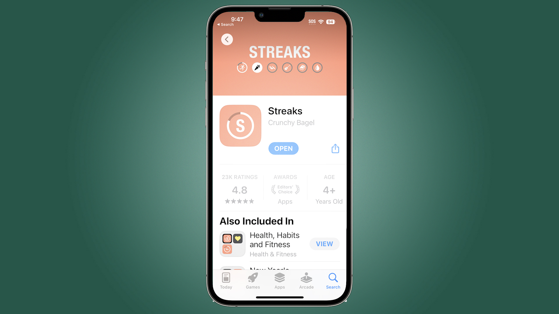 Application Streaks dans l'App Store