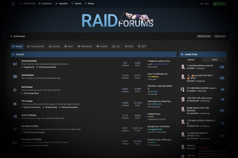 Les données des utilisateurs de RaidForums ont été divulguées en ligne un an après le retrait du DOJ