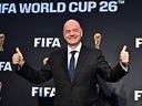 Le président de la FIFA, Gianni Infantino, arrive pour le lancement officiel de la campagne #WeAre26 de la marque de la Coupe du Monde de la FIFA 2026 à Los Angeles, en Californie, le 17 mai 2023.