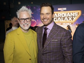 James Gunn et Chris Pratt assistent aux Gardiens de la Galaxie Vol.  3 première au Dolby Theatre à Hollywood.