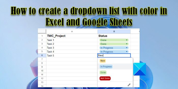 Créer une liste déroulante avec des couleurs dans Excel et Google Sheets