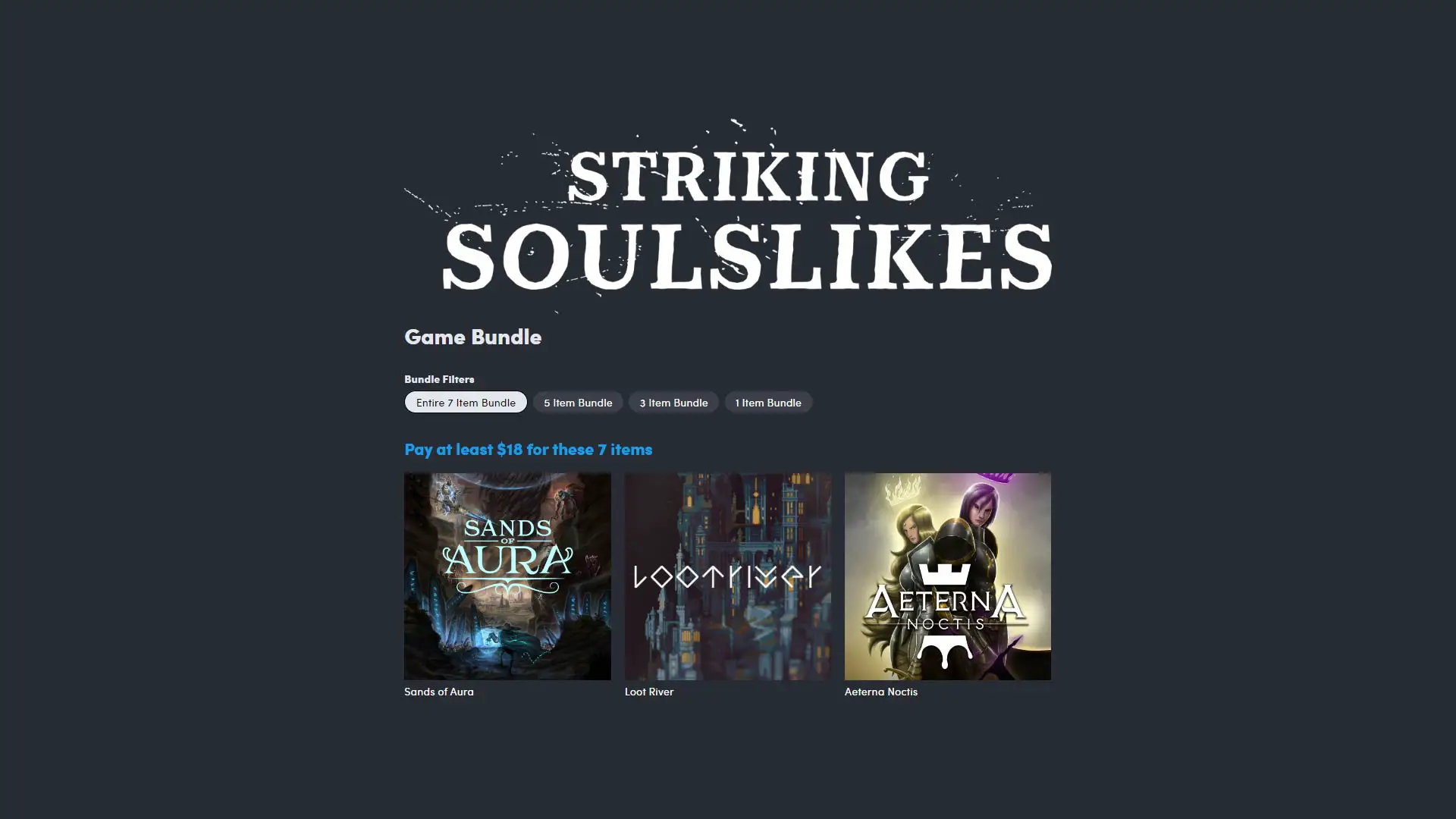 Derniers packs Humble Bundle de jeux Soulslike
