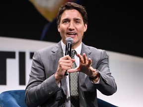 Le premier ministre Justin Trudeau prend la parole au Global Citizen NOW à The Glasshouse le 27 avril 2023 à New York.