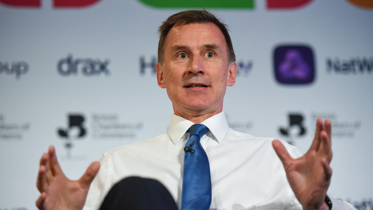 Jeremy Hunt, UK chancellor of the exchequer, speaks at the British Chambers of Commerce (BCC) Global Annual Conference 2023 in London, UK, on Wednesday, May 17, 2023. Bank of England Governor Andrew Bailey will deliver a keynote speech at the conference.