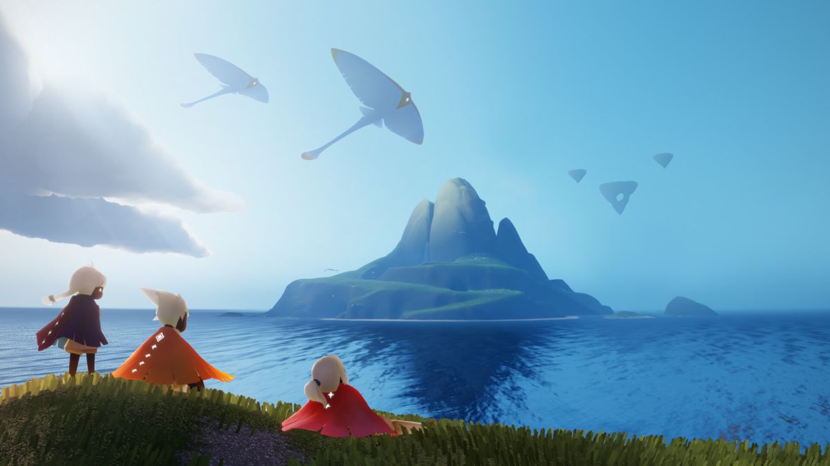 Characters looking out over the world of Sky.